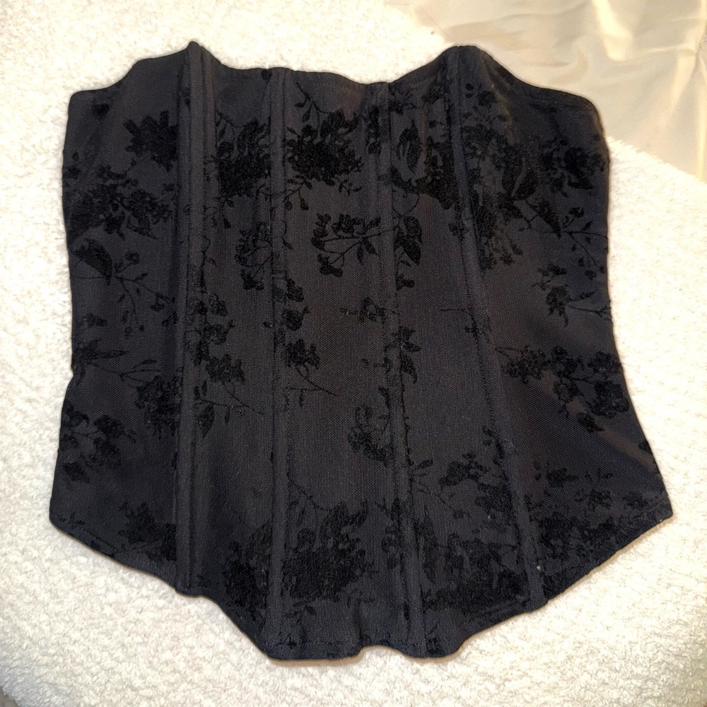 Black Floral Corset Top